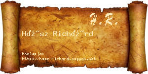 Hász Richárd névjegykártya